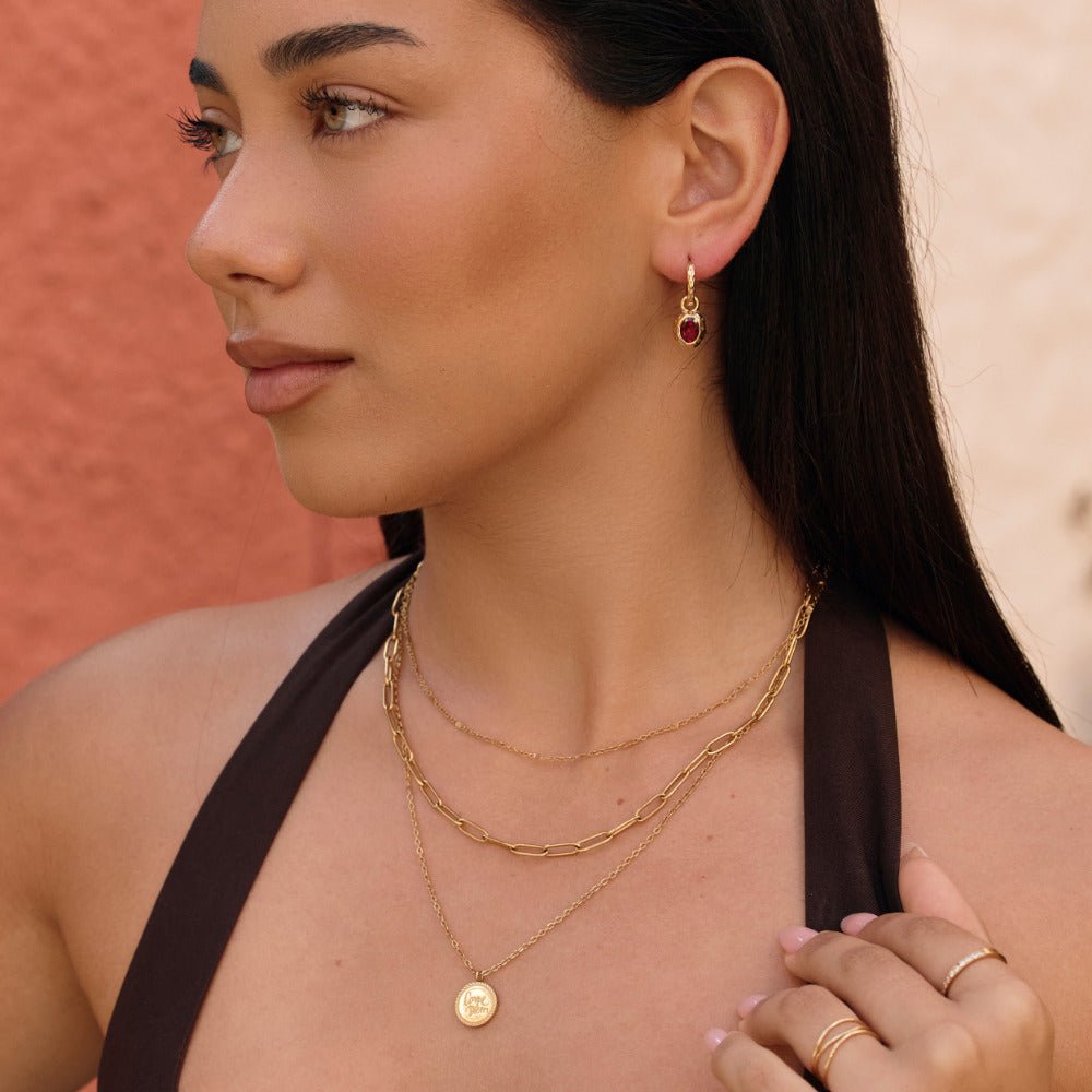 Vintage Garnet Hoop Earrings - Beautiful Earth Boutique