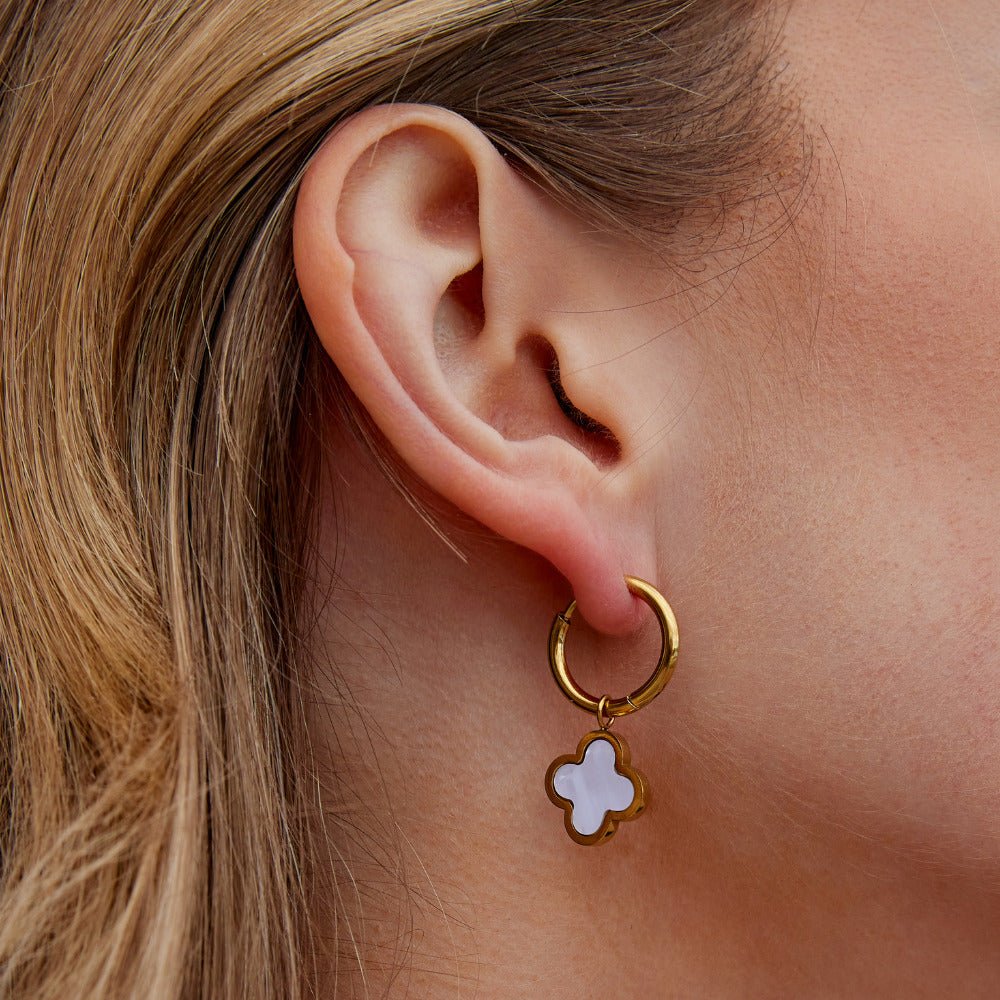 White Clover Hoop Earrings - Beautiful Earth Boutique