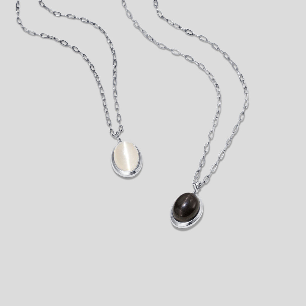 Halskette mit Doppelring-Anhänger Silber & Kristall