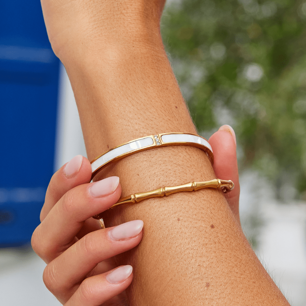 White Sahara Gold Bangle - Beautiful Earth Boutique
